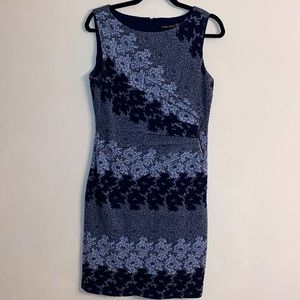 Ivanka Trump Blue Floral Zip Up Sleeveless Dress